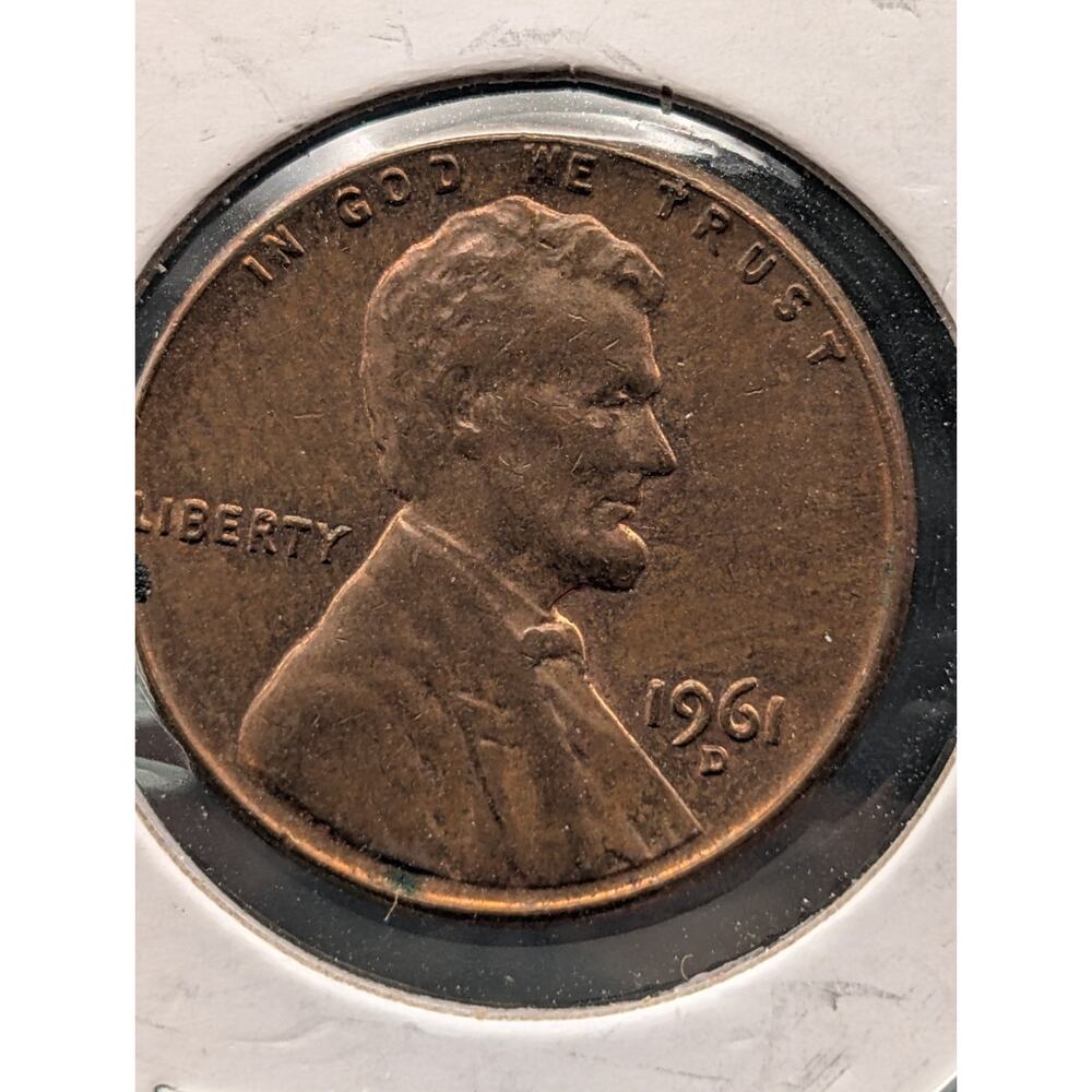 1961‑D Lincoln Wheat Memorial Cent | BU Red Toned Penny in Holder
